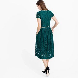 J. Crew Crop Top Skirt Set Size 4 Green Floral Lace